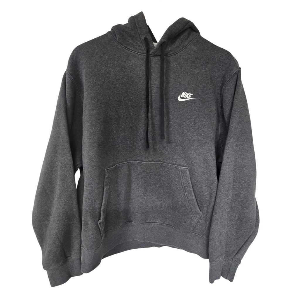 Nike Sportswear Club Fleece Hoodie Mens Large Dark Grey Cotton Gym